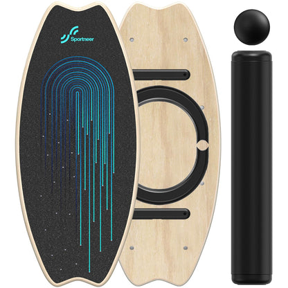 Wooden Balance Board, Sportneer Indoor Board Skateboard, Indoor Surfboard Trickboard, and Balance Board for kids and adults.