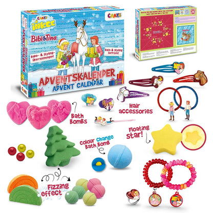 INKEE Bibi & Tina Advent Calendar for Kids - Bath Fun Toy Advent Calendar with Bath Bombs & Beauty Accessories