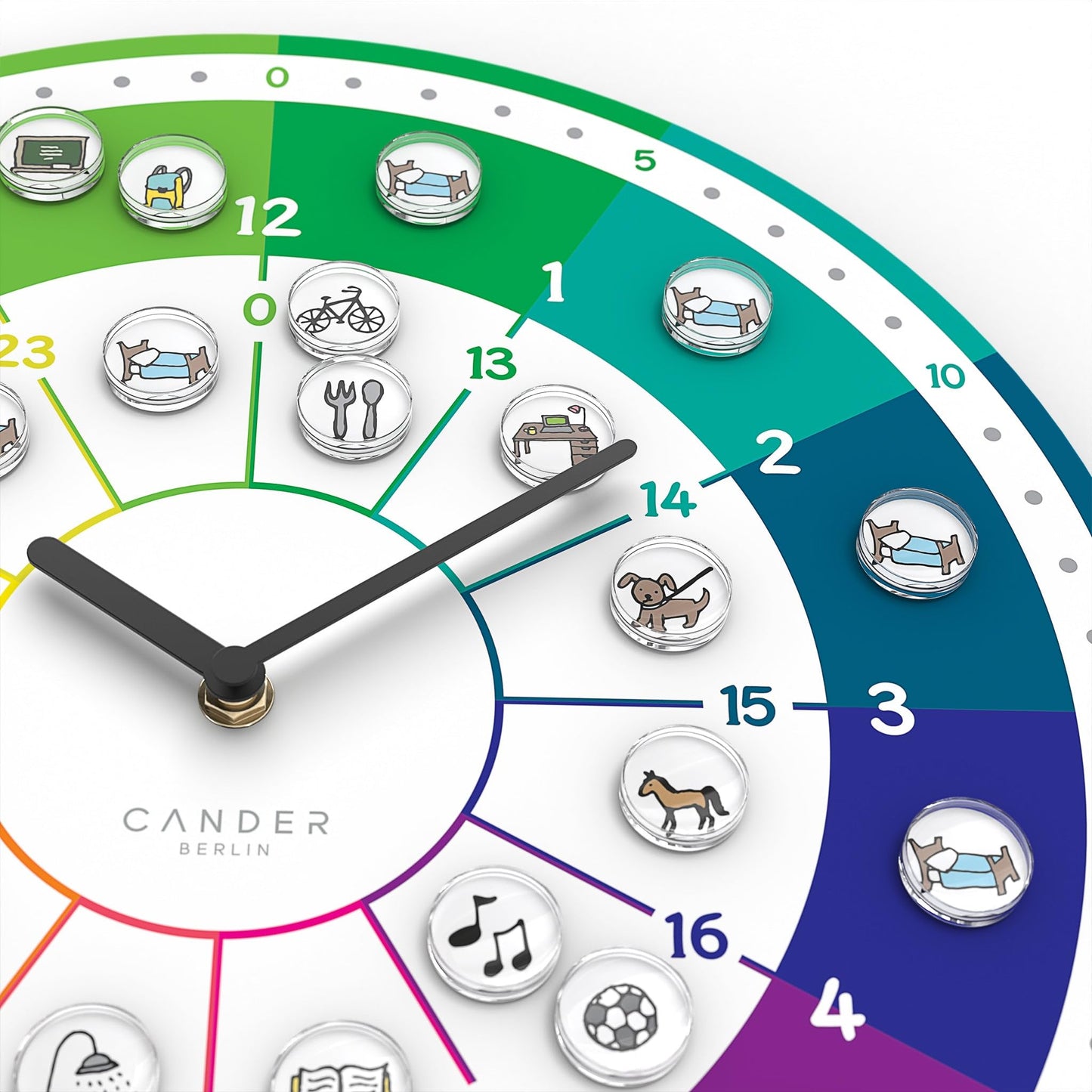 Cander Berlin MNU 11930 A Children's silent wall clock with magnet photos 30 cm Children's room daily routine learning clock Children's room analog without ticking noises Girls Boys
