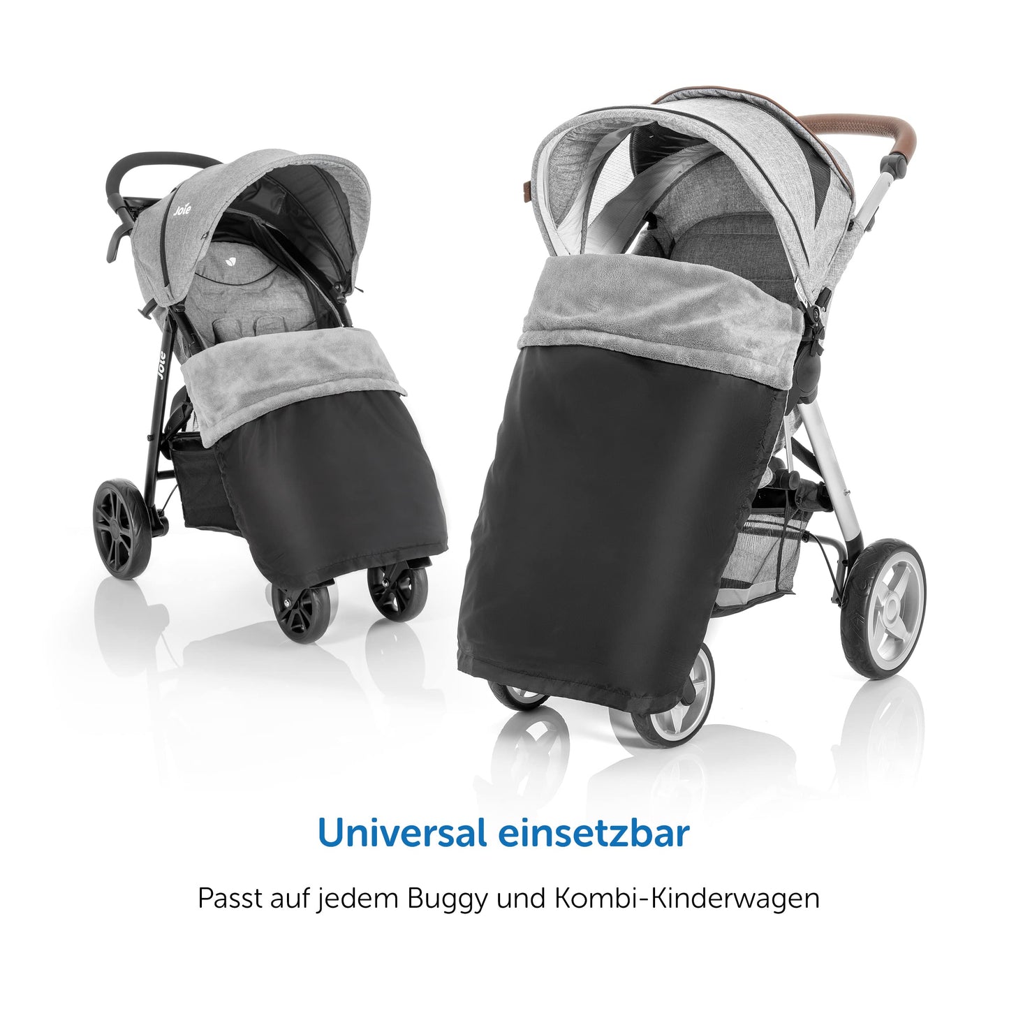 Zamboo universal blanket for stroller and buggy - water-repellent outdoor footmuff for sports strollers & joggers - Black Gray