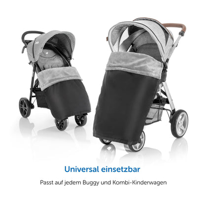Zamboo universal blanket for stroller and buggy - water-repellent outdoor footmuff for sports strollers & joggers - Black Gray