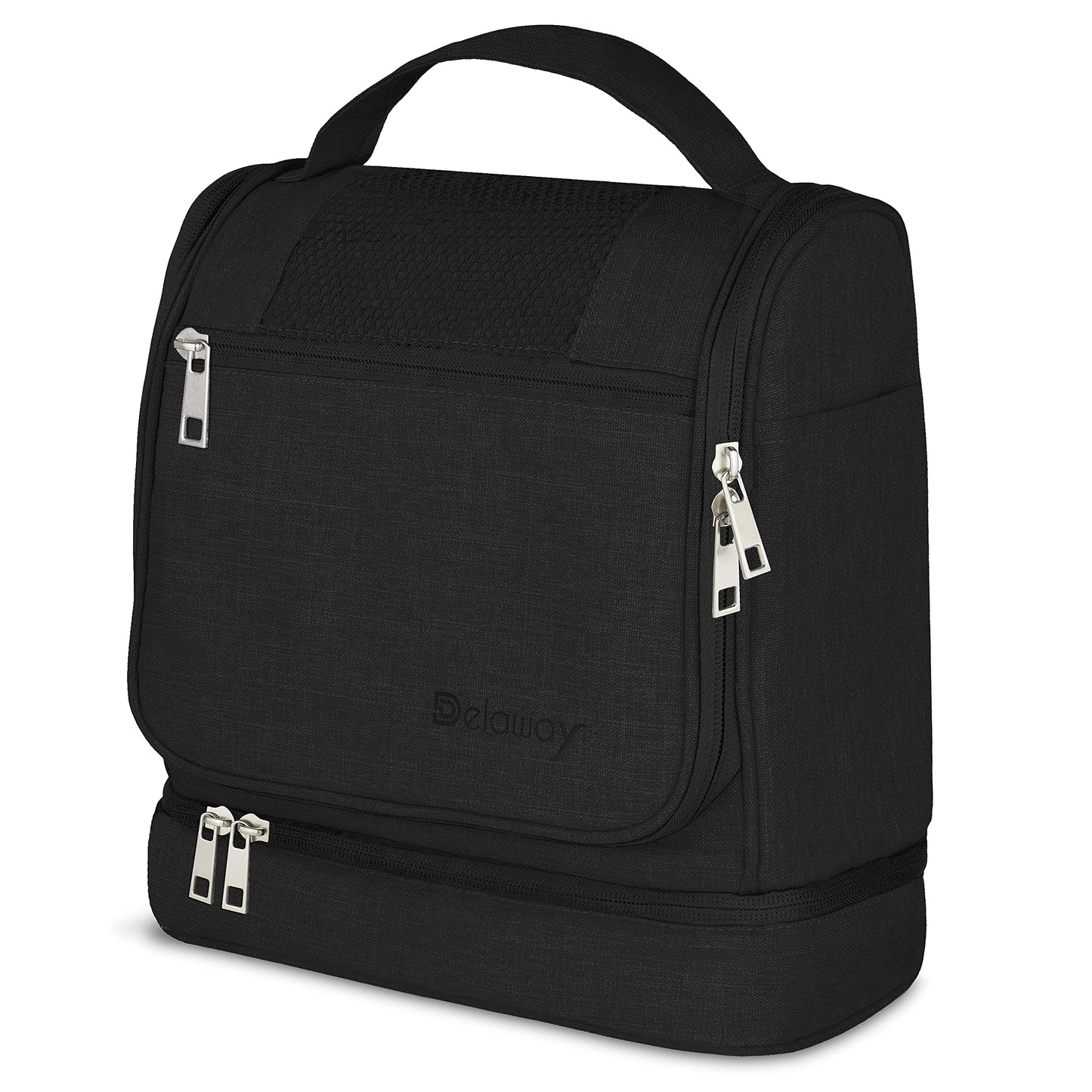 DELAWAY XXL toiletry bag for hanging [Design 2025] Large toiletry bag for women, men with suitcase attachment and separate wet compartment - toiletry bag for men & women (Black New)