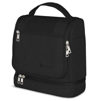 DELAWAY XXL toiletry bag for hanging [Design 2025] Large toiletry bag for women, men with suitcase attachment and separate wet compartment - toiletry bag for men & women (Black New)