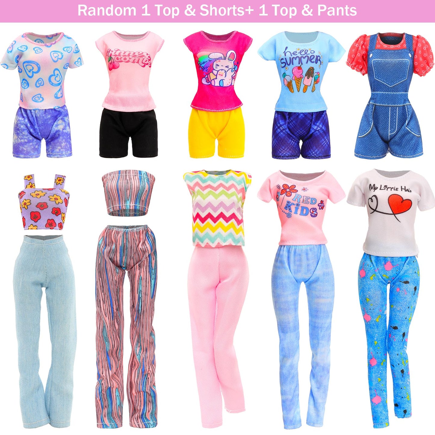 Miunana 110+ clothing for dolls Doll clothing Fashion dresses Tops Blouse Pants Evening dresses Swimsuits Mini dresses Shoes Hangers Handbag Wings Accessories for 11.5 inch girl dolls