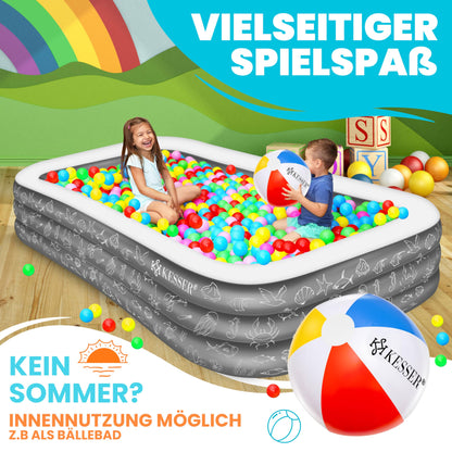 KESSER® Inflatable Pool Family Pool for Kids and Adults Garden Swimming Pool Family Swimming Pool Summer 305x183x56 cm Paddling Pool 1180 Liter Capacity Child-Friendly Includes Repair Kit & Ball