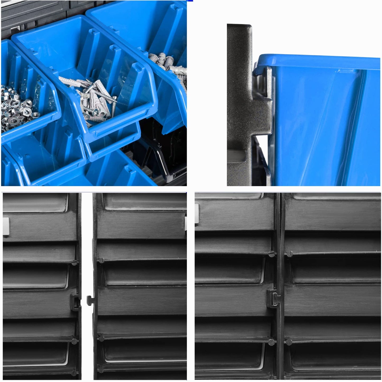 Storage system wall shelf 1155 x 780 mm | 91 pcs. box | Stackable bins pour shelf visibility storage boxes | Extra strong wall panels | Expandable shelf | Workshop shelf storage rack workshop wall shelf plug-in shelf