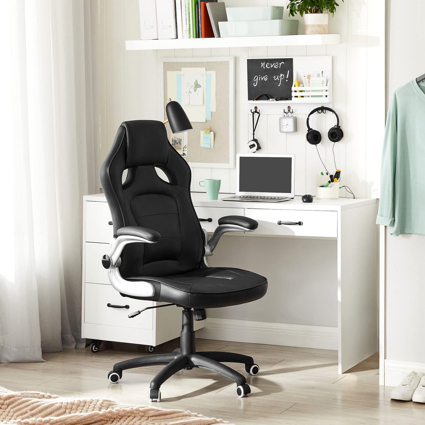 SONGMICS Racing Chair Office Chair Gaming Chair Executive Chair Swivel Chair PU, black, OBG62B