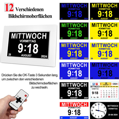 SINOIDEAS Digital Alarm Clock, Digital Calendar, Dementia Clock for Seniors with Customized Reminders (1-White, 8)