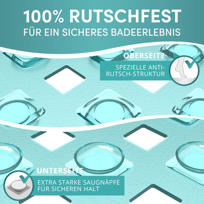 Angelbach® non-slip bathtub mat with 2 hooks for drying 88x40cm - bathtub anti-slip mat 100% BPA-free - mold-resistant & machine-washable bathtub insert.