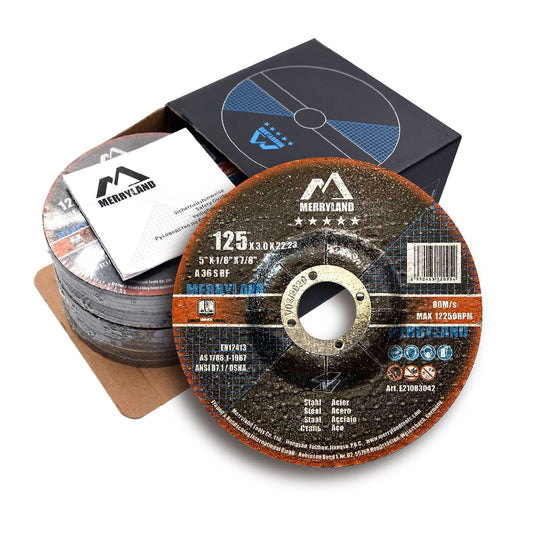 Merryland Cutting Disc 125 Metal Steel Stainless Steel for Angle Grinder, 125 X 3.0 mm Flex Disc Offset 25 Pieces, Expert Line E21083042