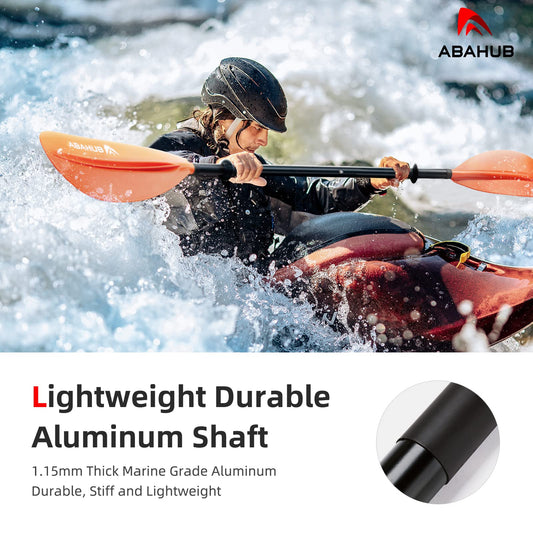 Abahub 218/230/241cm kayak paddle aluminum double paddle with paddle leash for kayaking rowing canoeing aluminum alloy shaft plastic blades black/white/red/blue/green/orange/yellow