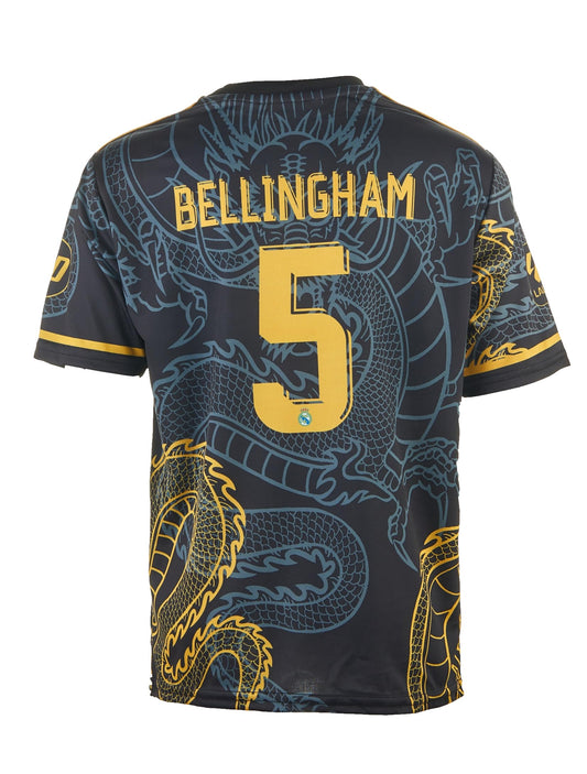 Madrid Bellingham Dark Blue Dragon Football Kids Jersey, Special Design, Soccer, Limited Edition, Come with Shorts (Dark Blue, 152, Bell)