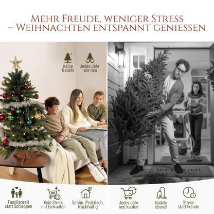 Premium Artificial Christmas Tree 180cm - AWARD WINNER - Realistic, dense branches, Artificial Christmas Tree with wooden stand and storage bag - Artificial Pine Tree by Pure Living.