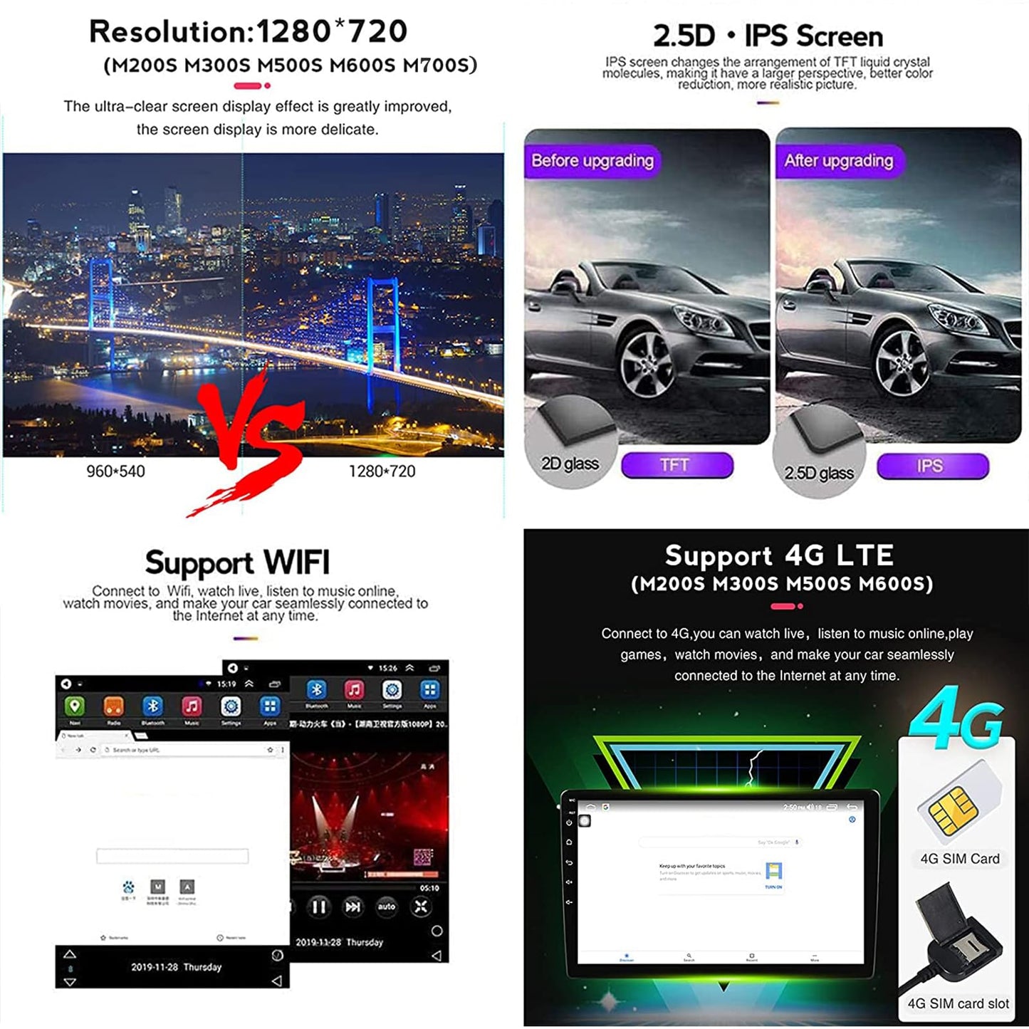 5G WiFi 8 Core 2+32GB Android 13 car stereo for Ford Tourneo Transit Custom 2013-2018 9" touchscreen headunit supports Bluetooth, Wireless CarPlay, Android Auto, GPS navigation with camera.