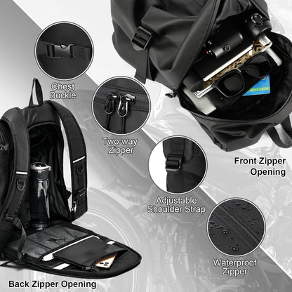 WEPLAN Motorcycle Backpack Men Waterproof Helmet Bag Motorbike Backpacks Helmet Backpack Motorcycle Helmet Women Motorcycle Backpack Men Motorcycle Backpacks Reflective Travel Backpacks Lightweight, Black L
