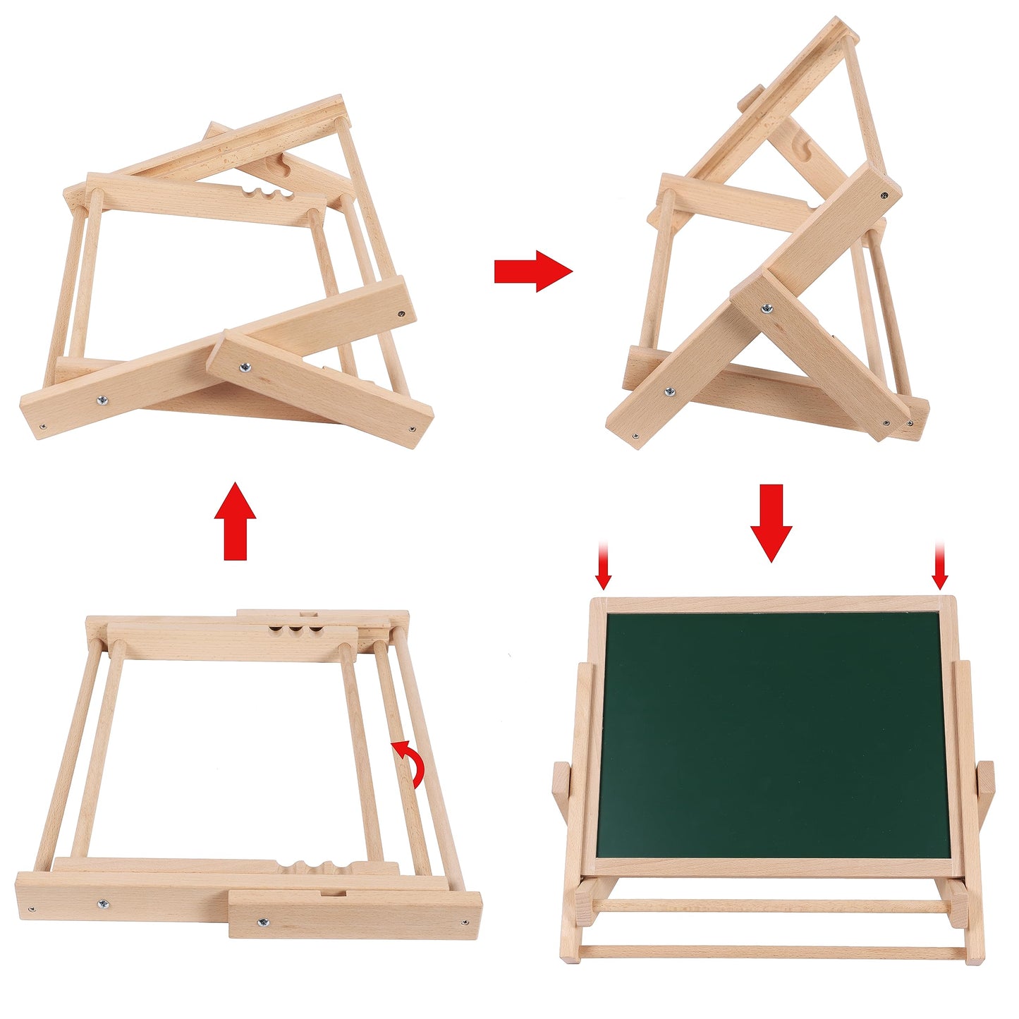 Wooden easel chalkboard magnetic board for children - with magnetic shapes letters numbers pen and paper roll - storage bag included - foldable and easy to store.