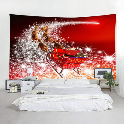 Whoiy wall hanging Christmas, wall tapestry boho 350X256cm polyester Santa Claus and elk photo background banner Christmas home decoration