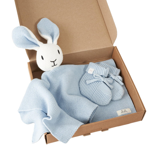 Livella Cuddle Blanket "Bunny" with socks - Pure organic cotton - Premium cuddly toy, cuddly blanket, comfort blanket, knit blanket - Velvety soft & breathable - Oeko-TEX® Standard 100 and GOTS Certified