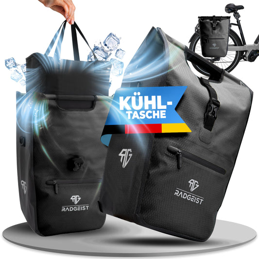 RADGEIST bicycle bag for luggage rack I cargo rack bag shopper with removable cooler bag I bicycle shopping bag & tote bag 22-28 liters.