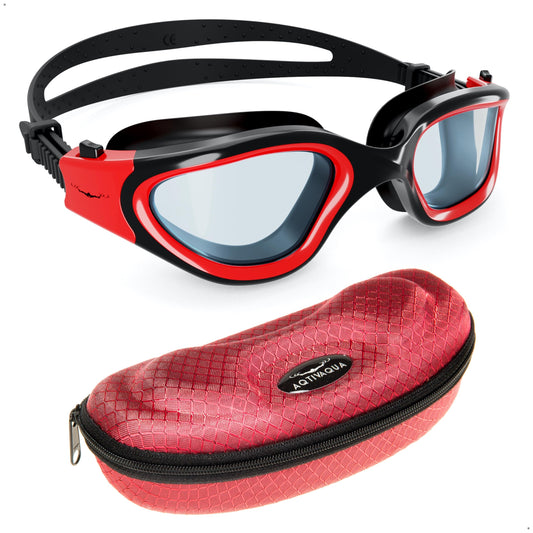 AqtivAqua Photochromic Swim Goggles for Men, Women, Adults, and Kids DX-H (Red, Photochromatic)