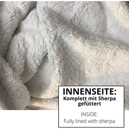 HOMELEVEL Sherpa Blanket with Sleeves - 200x150cm Snuggle Blanket with Sleeves - Blanket Hoodie Sleeve Blanket - Blanket with sleeves to wear - Blanket Sweater Portable Blanket - Dark Grey