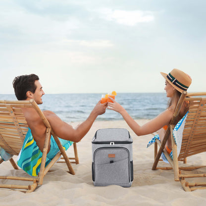 Lifewit 32L, 34 cans, insulated cooler bag, large cooler backpack, leakproof portable lunch bag, soft cooler for outdoor, picnic, beach, BBQ, camping, travel, family, gray.