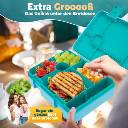 LUCKY KIDZ© Lunchbox for kids with compartments, Bento Box, Leak-proof & BPA free, Snack box, Lunch box, Bread box, Breakfast box, Bentobox