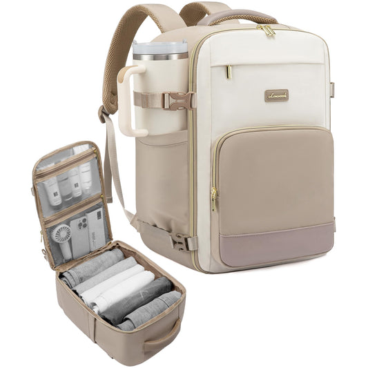 LOVEVOOK Ryanair Carry-on 40x20x25, 20L Travel Backpack for Women, Ryanair Carry-on Backpack, Women's Backpack, Cabin Bag Travel Backpack for Eurowings, Wizz Air, Vacation Must Haves - Khaki Beige