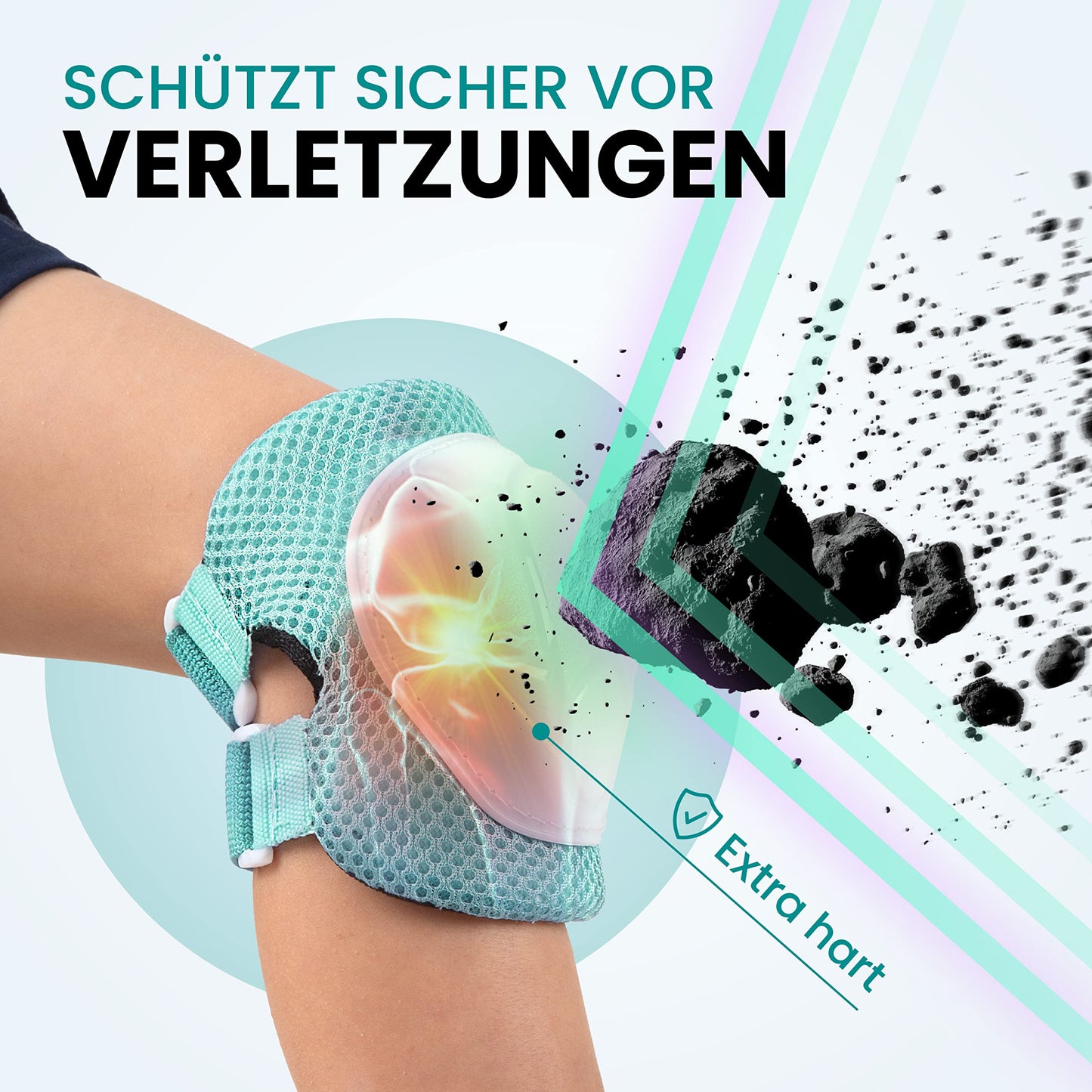 99FLIPS Kids Inline Skates 3 years - TÜV Rheinland GS Seal [6-Pack] - Flash - Size XS Mint - Protective Gear - Knee Pads - Knee and Elbow Pads for Kids