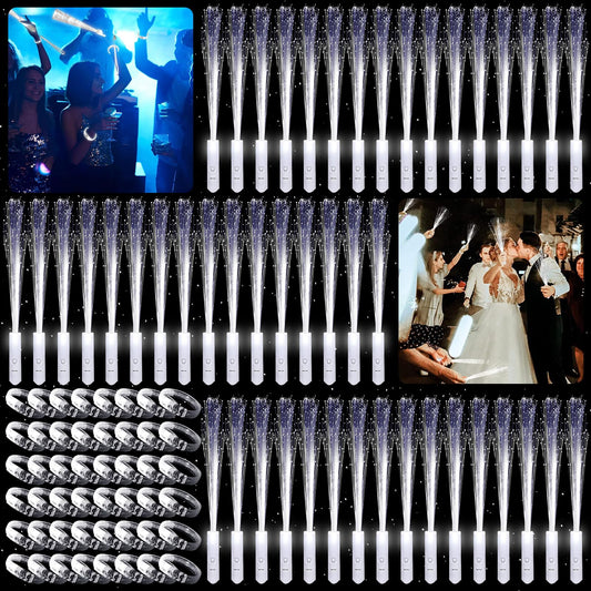 DAZZTIME LED Glowstick Set, 48 pieces LED Glowstick Bracelets for Wedding, Glowstick for Wedding, Glowstick for Kids, Wedding Fiber Optic Lamp for Wedding Parties Concerts