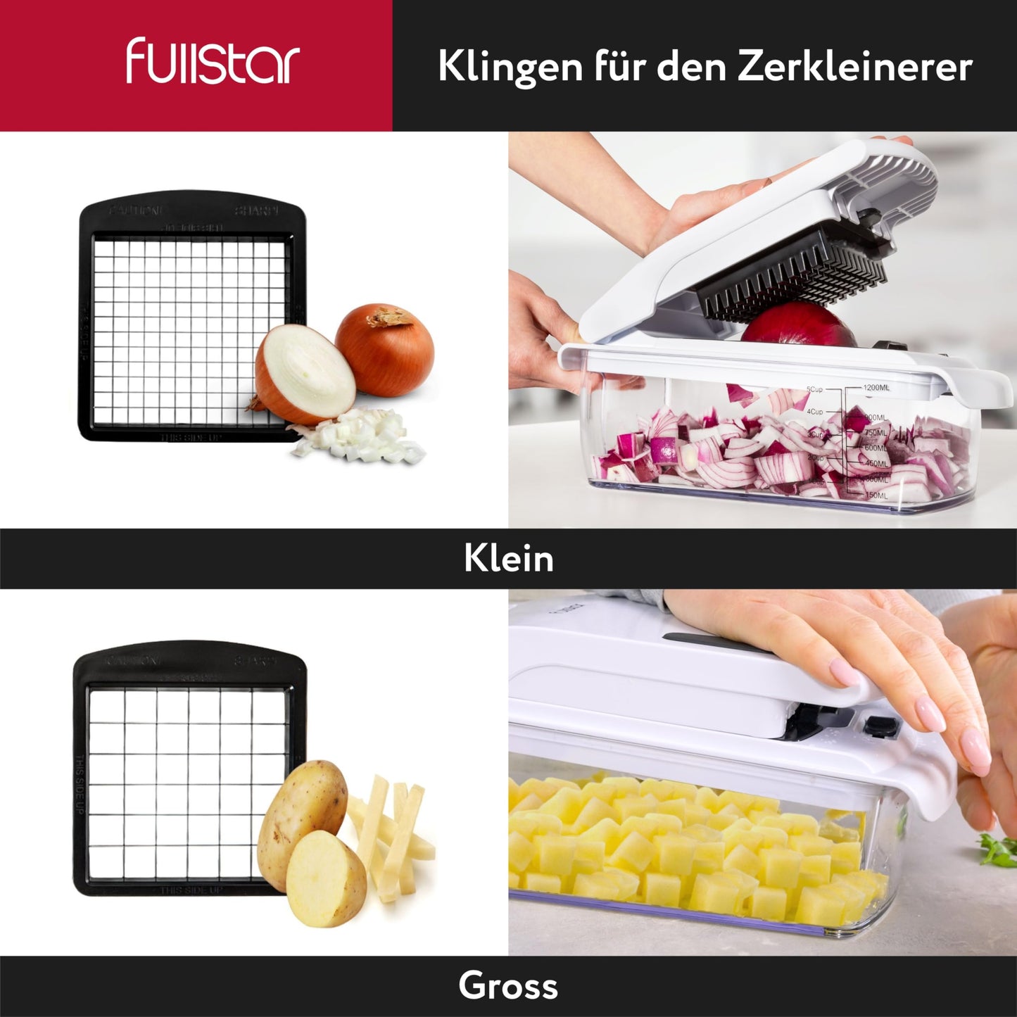 Vegetable slicer spiralizer vegetable slicer vegetable cutter onion cutter potato cutter fruit cutter - Vegetable chopper cutter dicer (4-in-1 - White)