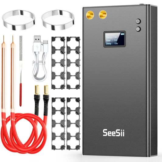 Seesii spot welder, SE-203 11000mAh battery spot welder with LCD screen, spot welder with 80 gears adjustable with 5m nickel sheet and holder for making battery packs.