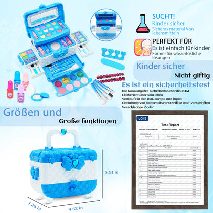 Children's makeup set girls' toy gifts - Frozen washable makeup case for children, kids makeup makeup set games, toys for girls Christmas birthday gifts for girls 4-12 years.