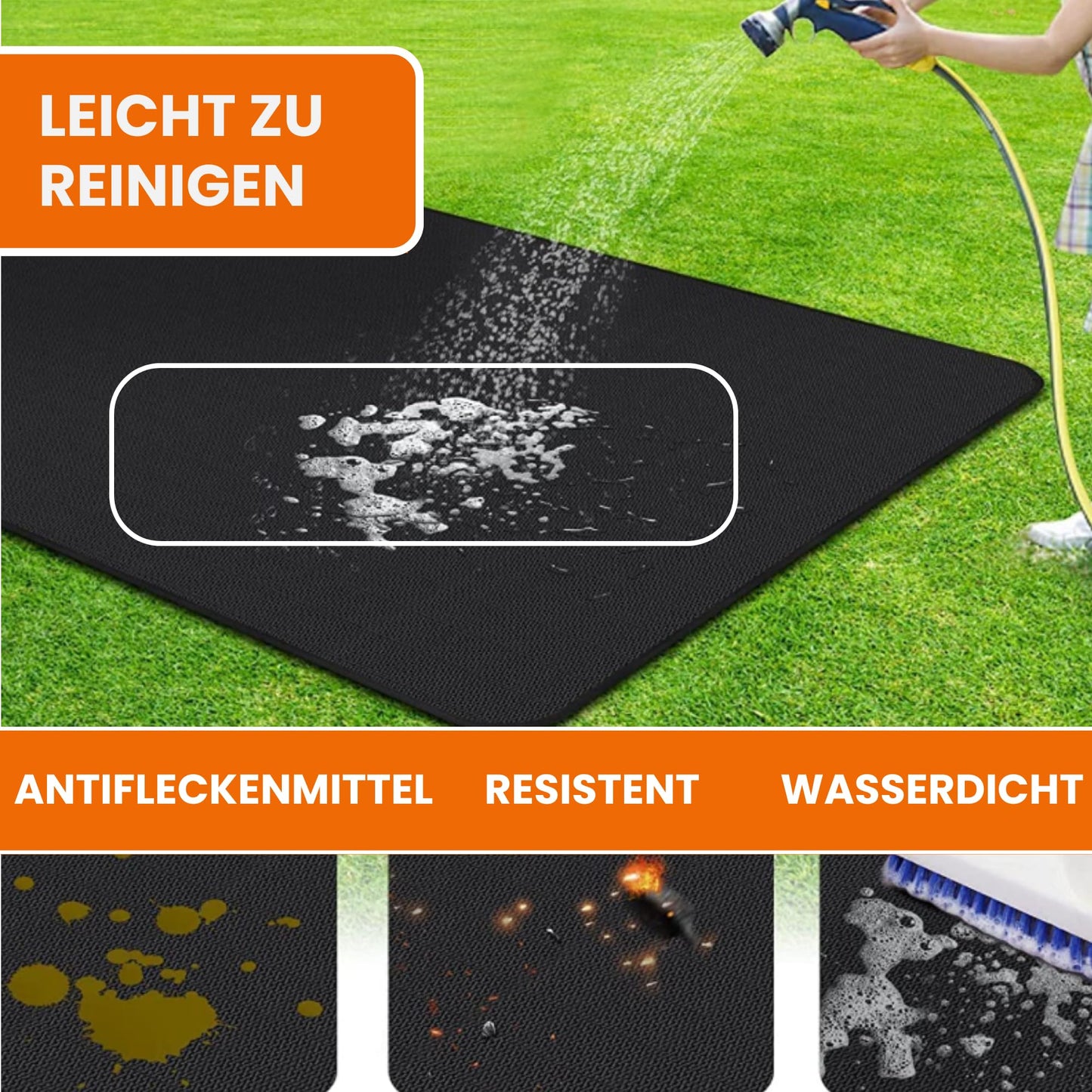 Grill mat for gas grill floor protection 160 x 130 cm | Fire and dirt repellent | Grill base floor mat | Grill carpet outdoor | Grill base floor | Grill mat for gas grill