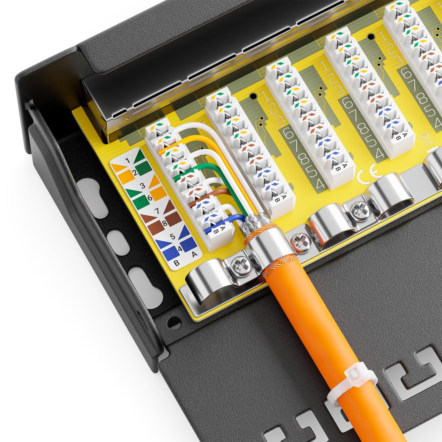 deleyCON CAT 6 Patch Panel Distribution Panel 8 Port - Desktop & Wall Mount - Shielded - 8x RJ45 Socket - TIA568A TIA568B Black