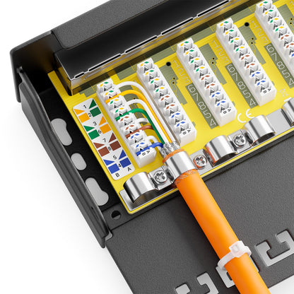 deleyCON CAT 6 Patch Panel Distribution Panel 8 Port - Desktop & Wall Mount - Shielded - 8x RJ45 Socket - TIA568A TIA568B Black