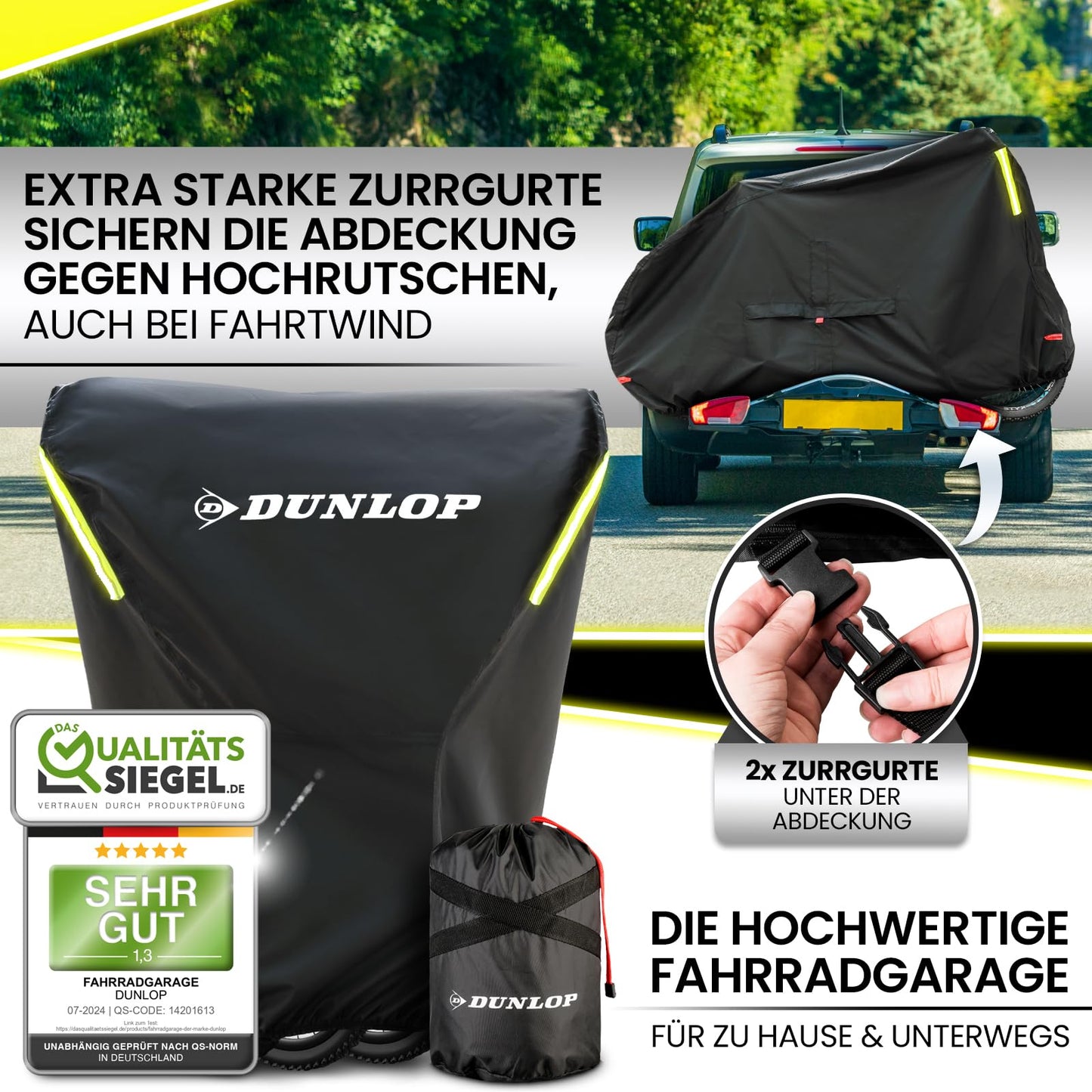 Dunlop Bicycle Garage for 3 bikes - Premium bike cover Anti Rust 200x120x120 cm with carrying bag, battery access, and 2 lock passages I Bicycle protective cover Bike (XL - 3 bikes)