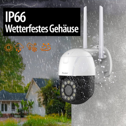 7links dome camera: PTZ IP surveillance camera, 2K+, 5X optical zoom, IR, WiFi, 64GB, app (LAN camera, outdoor WiFi camera, wireless motion detector)