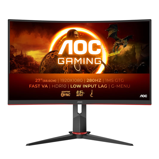 AOC Gaming C27G4ZXE - 27-inch FHD Curved Monitor, 280Hz, 1ms, HDR10, FreeSync Premium (1920x1080, HDMI, DisplayPort) black/gray