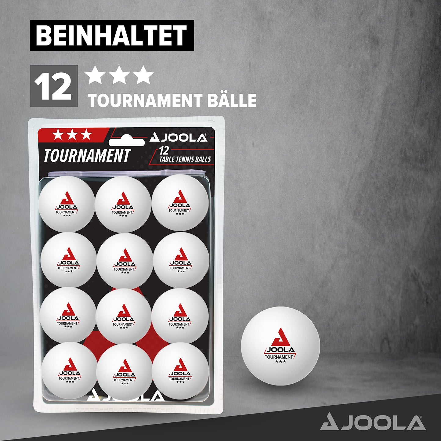 JOOLA 54206 Table Tennis Racket Carbon X Pro ITTF approved professional 7-star, 2 MM, Black/Gray & Table Tennis Balls Tournament 3-Star Selected 40+mm Diameter Premium White, 12 pieces