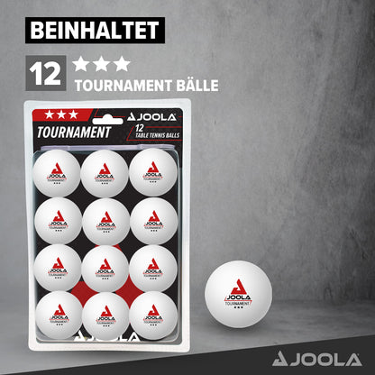 JOOLA 54206 Table Tennis Racket Carbon X Pro ITTF approved professional 7-star, 2 MM, Black/Gray & Table Tennis Balls Tournament 3-Star Selected 40+mm Diameter Premium White, 12 pieces