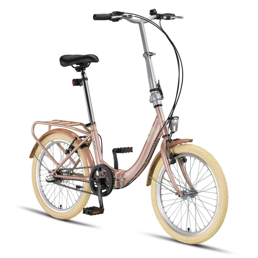 PACTO Nine - Dutch-Style Comfort Folding Bike 27cm Steel Frame Bicycle 20 Inch Nexus 3 Hub Gear Foldable Folding Bike for Adult Men Women