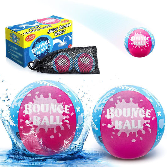 KmmiFF Water Polo balls, small, 2-pack bounce balls for outdoor games at the beach, lake, and pool for kids aged 5-12. Pink and blue.