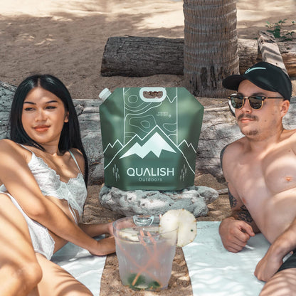 QUALISH® Foldable Water Jug - BPA-free & Food Safe - Convenient 3-piece set - 10L - With integrated aluminum layer - Foldable Water Jug for Camping Drinking Water Container