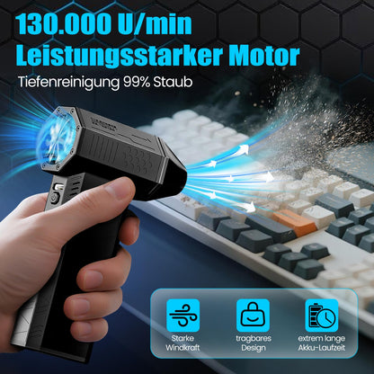 Electric Air Duster, 130000RPM Electric Dust Blower Air Spray, 3-Speed Mini Electric Dust Blower, Super Power Turbo Blower for Computer, Keyboard, Home, Outdoor, and Car