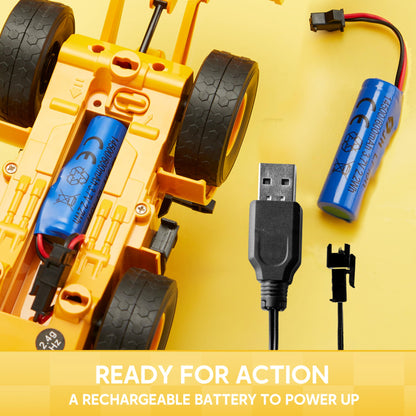 JOYIN Remote Control RC Excavator Tractor Truck with Light and Sound 2.4G Front Loader Construction Toy Birthday Gift for Boys 6 7 8 9 10 11 years