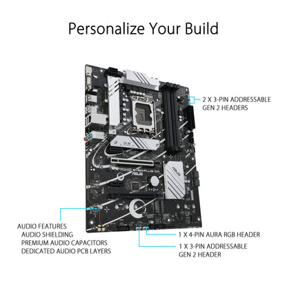 ASUS PRIME B760-PLUS D4 Gaming Motherboard Socket Intel LGA 1700 (Intel B760, ATX, DDR4 Memory, PCIe 5.0, 3x PCIe 4.0 M.2, Thunderbolt 4, Aura Sync)