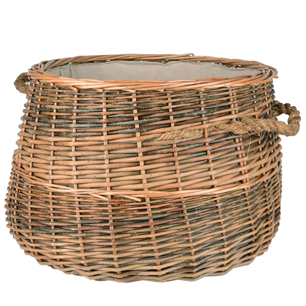 UNUS wicker basket made of willow for firewood storage, laundry, or decoration. Diameter 50cm.