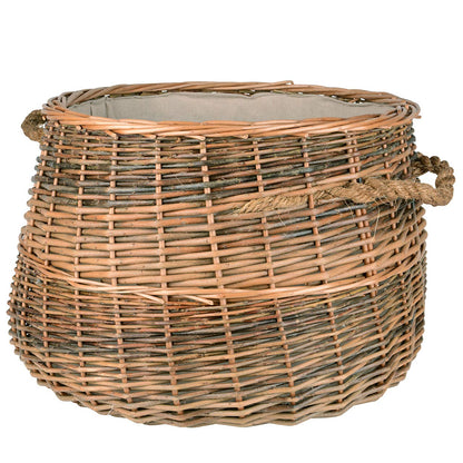 UNUS wicker basket made of willow for firewood storage, laundry, or decoration. Diameter 50cm.