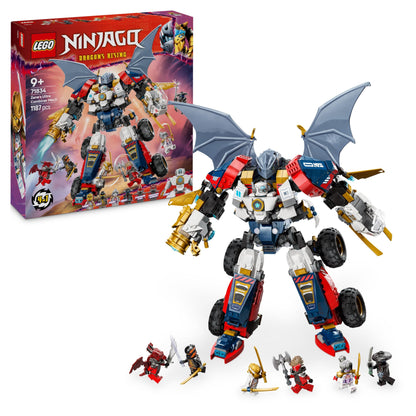 LEGO NINJAGO 4in1 Zane's Ultra Combo Mech - Toy with car model - Convertible into a jet or dragon figure - Includes 6 minifigures - Building toy for boys and girls aged 9+ 71834